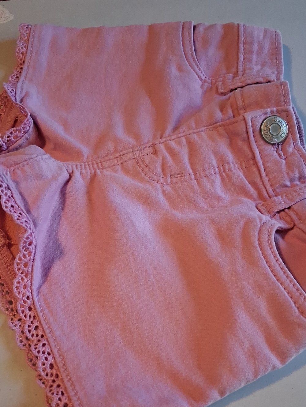 OshKosh B'gosh Pink Lace-Trim High Waist Shorts